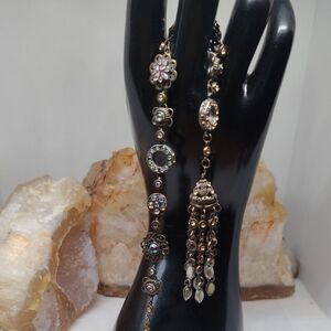 Sorrelli Antiqued Gold and Silver Tone Bracelet with AB Multicolor Accents